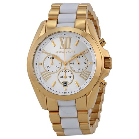 michael kors white dial chronograph ladies watch|michael kors black watch women's.